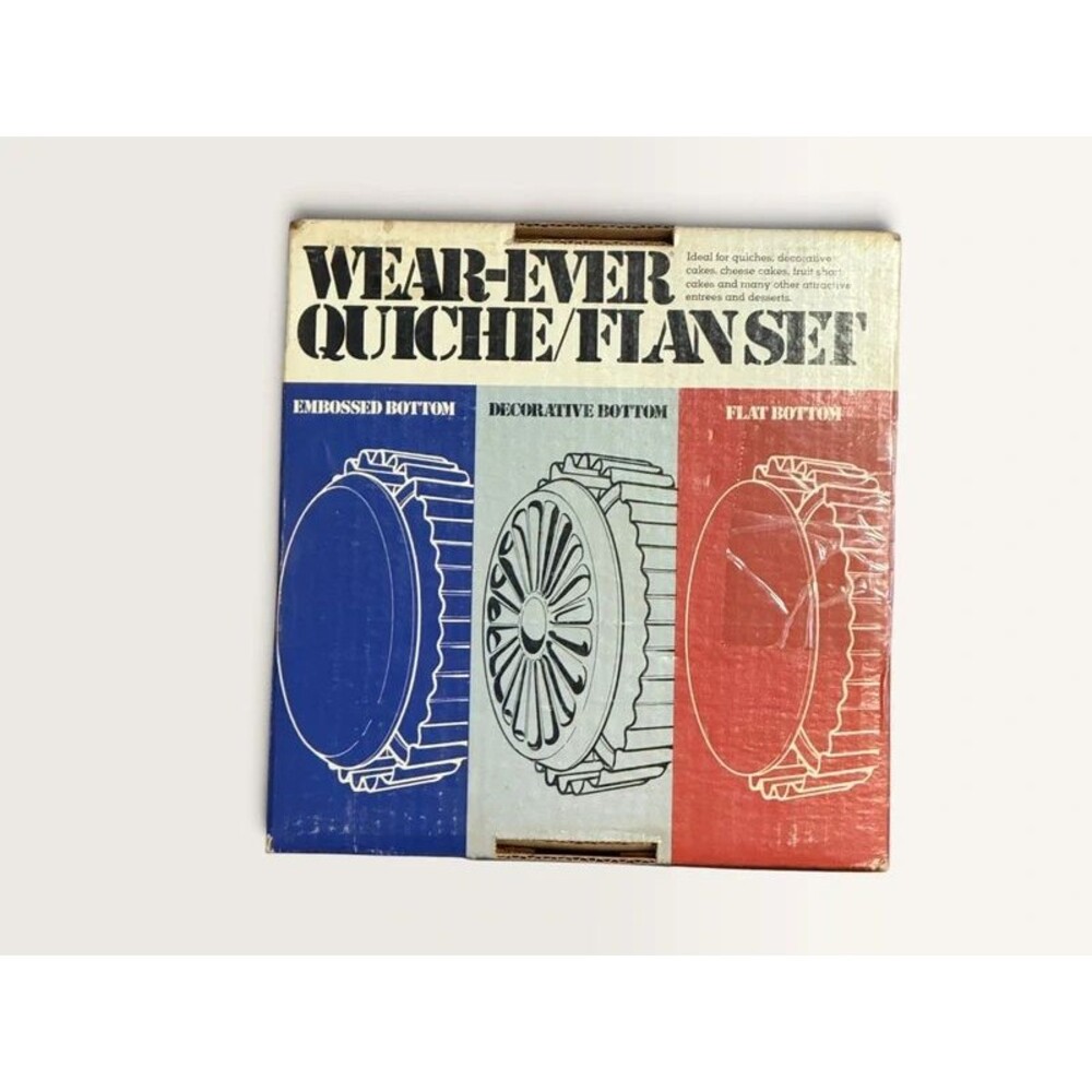 Vintage Wear-Ever Aluminum Quiche & Flan Pan Set with Box & Recipe Booklet